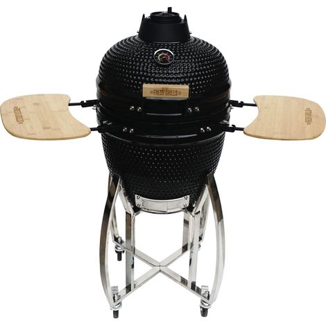 Barbecue Japonais Kamado 46 cm Céramique & Stand en Acier Forme Œuf Charbon de Bois BBQ Portable Extérieur Jardin Fumage Grillage Plage de Température 0 à 400°C [Ustensiles & Housse de Pluie INCLUS]