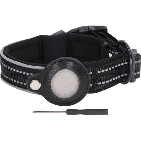 Ortungshalsband für Haustiere, weiches Trainingshalsband aus Polyester, verstellbar und modisch für Hunde und Katzen, schwarz, Größe M (1/5)