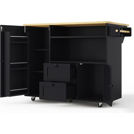Isla de cocina móvil con tablero abatible, MDF, 104 x 45(69) x 89 cm (1/5)