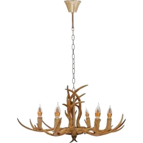 Chandelier, Faux Bois de Cerf Vintage, Hauteur Ajustable, MULTI (1/2)