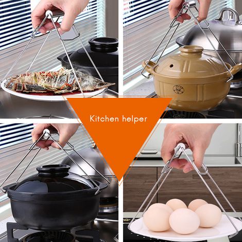 Set mit 1 faltbaren Küchenclips aus Edelstahl: Clips für Töpfe, Pfannen, Schüsseln und Teller, ein praktisches Küchenutensil. (1/5)