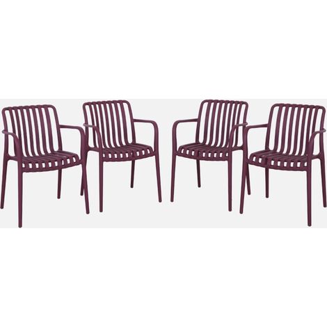 Sillón de jardín con diseño lineal, set de 4 (1/5)