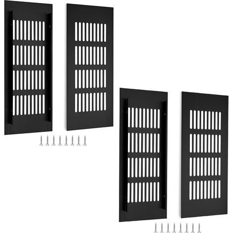 Grille de ventilation, grille de ventilation en aluminium pour aérer les placards et les pièces, 20x8cm, noir, 4 pièces (1/5)