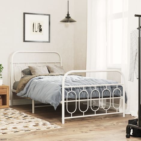 Estructura cama sin colchón con estribo metal blanco 100x190 cm vidaXL (1/5)