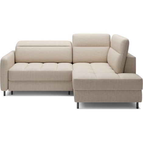 Canapé d'angle droit convertible BARNEA 208 cm beige crème avec rangement