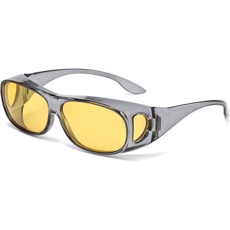 Lunettes de vision nocturne pour conducteur - Unisexe - Lentille jaune - Anti-éblouissement - Convient aux porteurs de lunettes - Lunettes de sécurité pour la conduite de nuit (1/5)