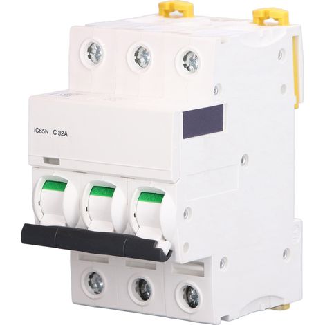 Disjoncteur Modulaire 32A 3P 400V Rail DIN Protection Surcharge Basse Tension Interrupteur Automatique IC65N C32 (1/5)
