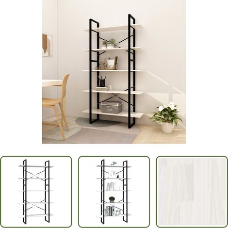 Bücherregal Kiefer - Bücherregal 5 Fächer Weiß 100x30x175 cm Massivholz Kiefer (1/5)