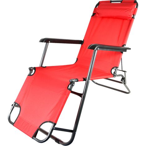 Aga Sonnenliege mit Fußteil DS713 Rot, leicht & klappbar, Stahl - pulverbeschichtet, UV-beständig, Liegestuhl, Gartenstühle, Gartenliege, Relaxsessel mit Kopfpolster, Camping Garten Balkon