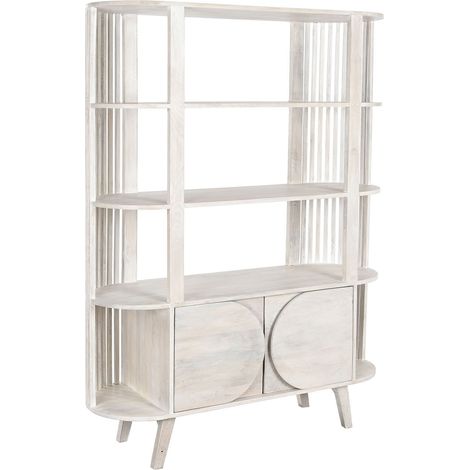 Etagère en manguier coloris blanc - Longueur 116 x Profondeur 40 x Hauteur 160 cm -PEGANE- (1/4)