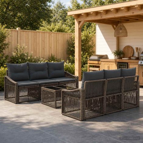 Set Divano da Giardino 7 pz Grigio polyrattan vidaXL (1/5)