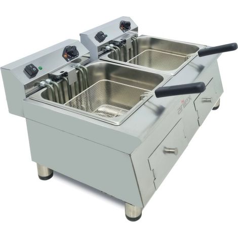 Friteuse électrique - 12+12L - Double cuve - Triphasée - Arilex (1/3)