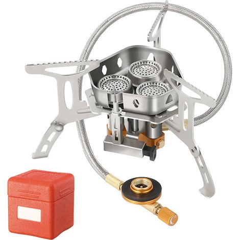 Réchaud à gaz portable 5800W pour camping et tourisme, avec 3 brûleurs, allumage facile. (1/4)