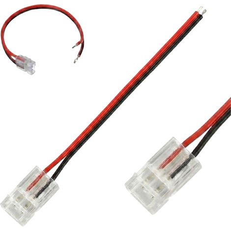 Conector recto para LED COB de 8 mm con sistema de clic y cable de 10 cm. Conector de fácil montaje. (1/5)