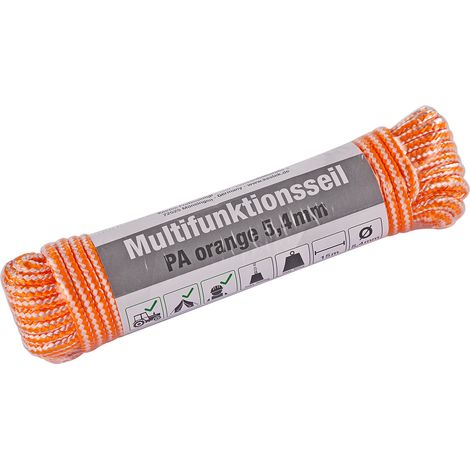KesTek Multifunktionsseil PA orange 5,4mm – 15m mit hoher Reißfestigkeit (1/2)