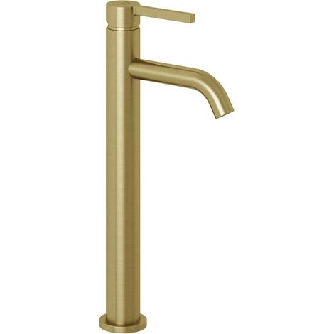 KLUDI NOVA FONTE Pura Miscelatore monocomando per lavabo da appoggio - senza piletta di scarico Oro spazzolato, 20298N015 (1/2)