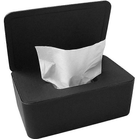 Staubdichte Aufbewahrungsbox für Feuchttücher mit Deckel für den Schreibtisch im Homeoffice-Black (1/5)