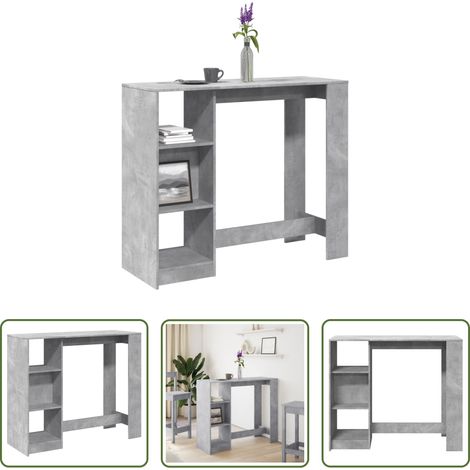 Étagère -  Table de bar avec étagère gris béton bois d'ingénierie (1/5)