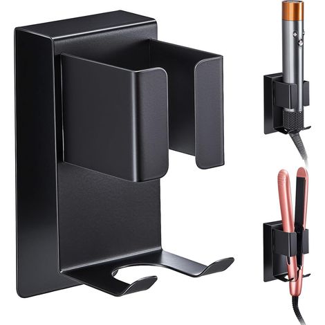 Soporte para plancha de pelo, soporte de pared para secador de pelo sin necesidad de taladrar, soporte para plancha de pelo, soporte para secador y plancha de pelo, soporte de pared para rizador, plan