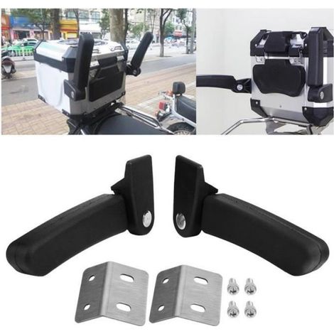 ARAMOX Accoudoir de passager de moto Kit d'accoudoir de siège arrière de coffre supérieur pliant arrière de passager de moto (1/4)