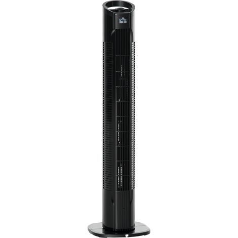 Ventilatore a Colonna Moderno 3 Velocità con Oscillazione 70°, Ventilatore a Torre con Piantana Rotonda e Maniglia, Potenza 50W, in PP, Ø20x78.5cm Nero