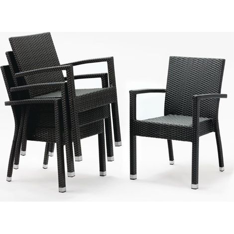 Fauteuils en rotin anthracite Bolero - Lot de 4 (1/5)