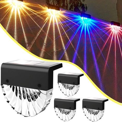 Solarbetriebene LED-Wandleuchten für den Außenbereich, 4er-Pack Wegeleuchten, farbwechselnde solarbetriebene LED-Außenleuchten, Stufenleuchten, Gartenwege (1/5)