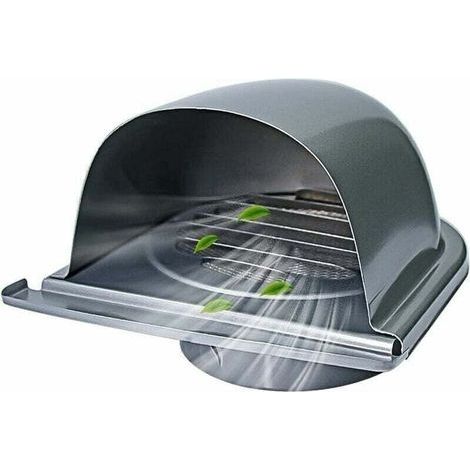 Grille aération VMC 100mm inox – Grille U avec filet anti-insectes – Conception étanche 45° – Pour ventilation murale et plafond (1/4)