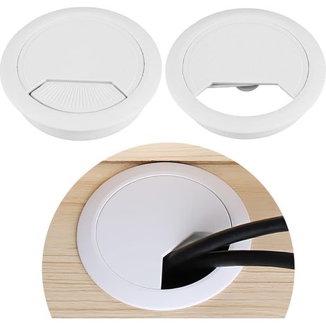2PCS Passe Cable Bureau 60 mm,Passes-Câbles de Bureau en Plastique Blanc,Installation Facile et Robuste-Convient Aux Plans de Travail et Bureaux Accessoire Essentiel pour Un Espace de Travail Ordonné (1/5)