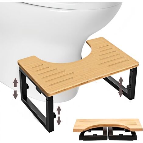 Toilettenhocker, für Erwachsene, höhenverstellbar, aus Metall und Holz, klappbar, rutschfest, für Kinder (Holzfarbe)