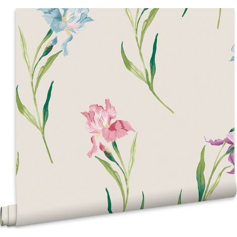 Laura Ashley Hawling Irises Soft Natural Vliestapete 10mx52cm