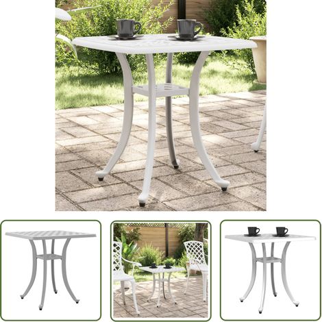 The Living Store Table de jardin blanc 53x53x53 cm aluminium coulé - Table De Jardin - Table Extérieure - Mobilier De Jardin - Table Blanche - Table Aluminium (1/5)