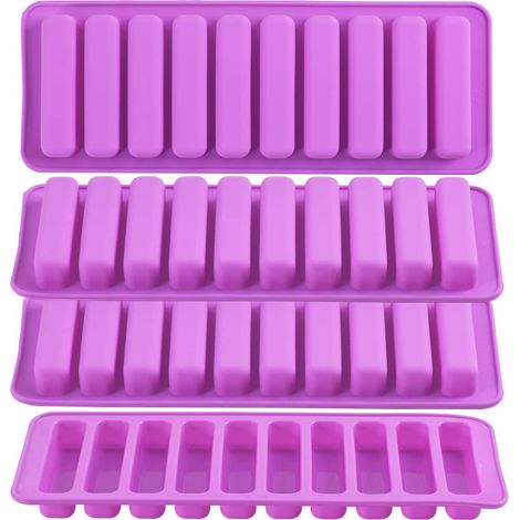 Un ensemble de 4 moules rectangulaires en silicone pour les doigts, adaptés à la confection de biscuits, etc. (1/5)