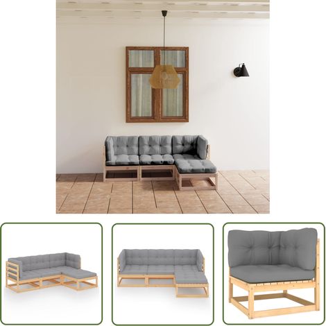 4-tlg. Garten-Lounge-Set mit Kissen Kiefer Massivholz vidaXL