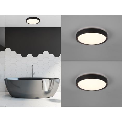 LED Deckenleuchte 2er Set in Schwarz matt IP44 Badlampen, Ø 33cm (1/5)