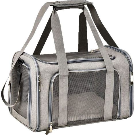 Sac de transport pour animaux de compagnie gris petite taille 40 cm x 25 cm x 25 cm 1 sac de transport pliable pour chat et chien (1/5)