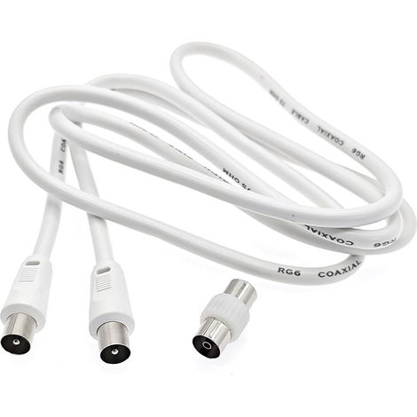 1.5M Câble de rallonge antenne TV adaptateur RF mâle vers mâle avec coupleur connecteur femelle, Câble coaxial antenne satellite pour magnétoscope DVD, récepteur BT, décodeur TV (1/5)