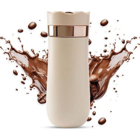Caffettiera a pressa francese con filtri, infusione termica, doppia parete isolata, portatile, per campeggio e viaggi (bianco latte) -Crezuo