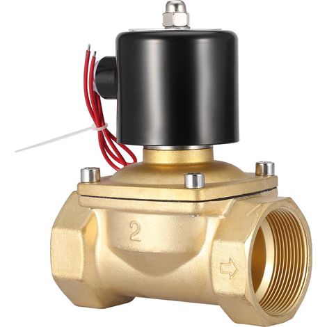 Vanne DN50 2" à deux voies en laiton, normalement fermée, 220 V CA (1/5)