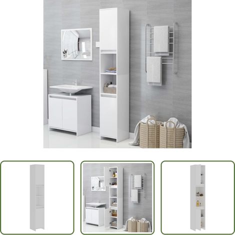 Holzschrank - Badezimmerschrank Weiß 30x30x183,5 cm Holzwerkstoff (1/5)