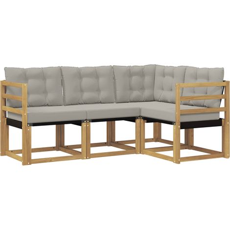 Conjunto de sofás de exterior 4 pcs Blanco y Gris Claro vidaXL (1/5)