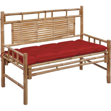 vidaXL Banc de jardin avec coussin 120 cm Bambou (1/5)
