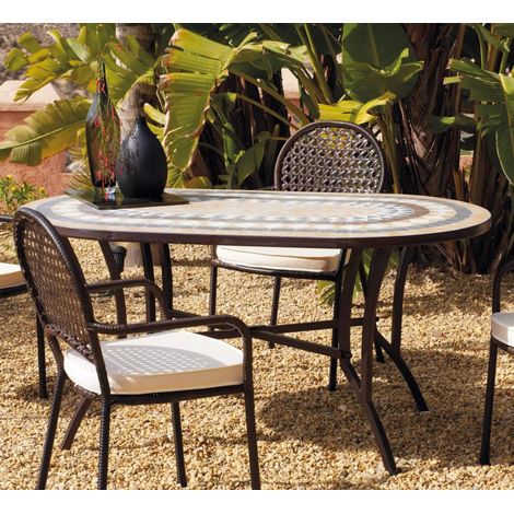 Mesa para terraza jardín mosaico Laredo-150,  (ancho-fondo-alto): 150x90x75H cm.
