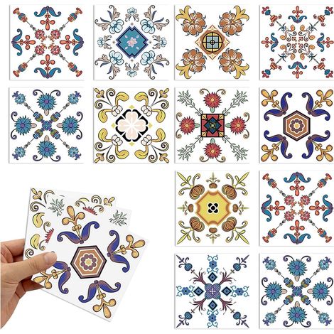 Carrelage Adhesif Mural Cuisine, 48 Pièces Stickers Carrelage Cuisine 10x10cm, Kitchen Tile Sticker Carreaux Imperméables Décoration pour la Cuisine, Salle de Bain et la Chambre (1/5)