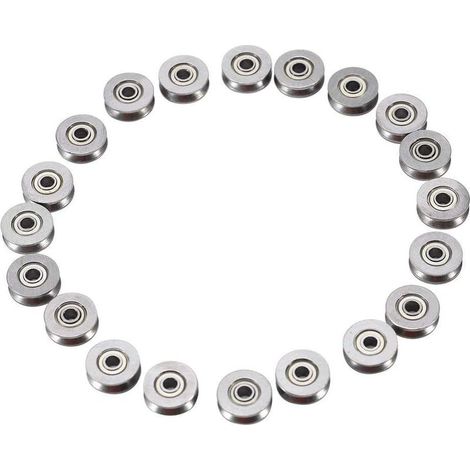 20Pcs 3x12x4mmV623ZZ V Groove Roulement à Billes Poulie,Guide de Rainure en V Miniature en Acier Poulie Roulement pour Système de Mouvement Linéaire de Rail (1/5)