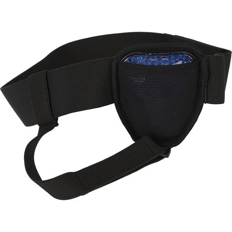 Ceinture herniaire inguinale ajustable en PVC noir avec poche de gel et mousse souple, pour la rééducation postopératoire (1/5)