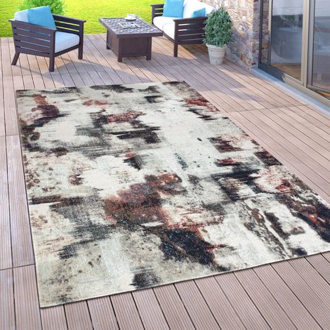 Paco Home Tappeto per esterni, per il balcone, a pelo corto, dall'aspetto orientale, in diversi colori e grandezze Ø 200 cm tondo, Crema 2