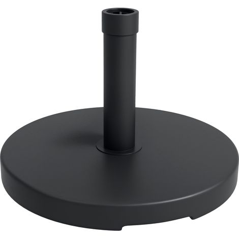 Runder Schirmständer, 15 kg, für Stangen Ø 24–38 mm, Kunststoff und Zement, Ø 46,5 cm, Schwarz