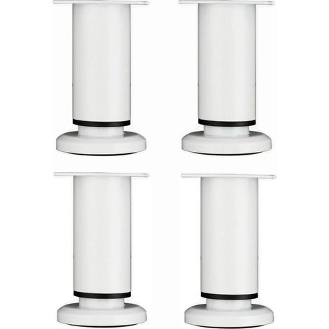 4 Stücke Verstellbare Möbelbeine 12cm Weiß Runde Metall Tischbein für Sofa Schrank Bett mit Schrauben FLITI (1/4)