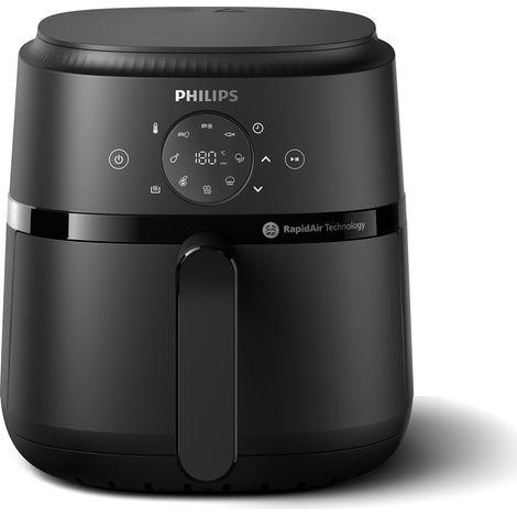 PHILIPS Airfryer Serie 2000 4,2L - 1500W, Tecnologia RapidAir, Touchscreen digitale, 13 opzioni di cottura, 9 funzioni preimpostate, Fino al 90% di grassi in meno, Nero (NA229/00)